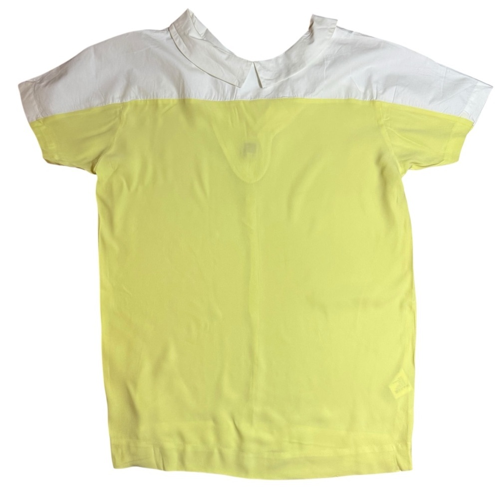 Isola Marras Silk Dress Yellow White Collar Short Sleeve -Size 42 Made in Italy